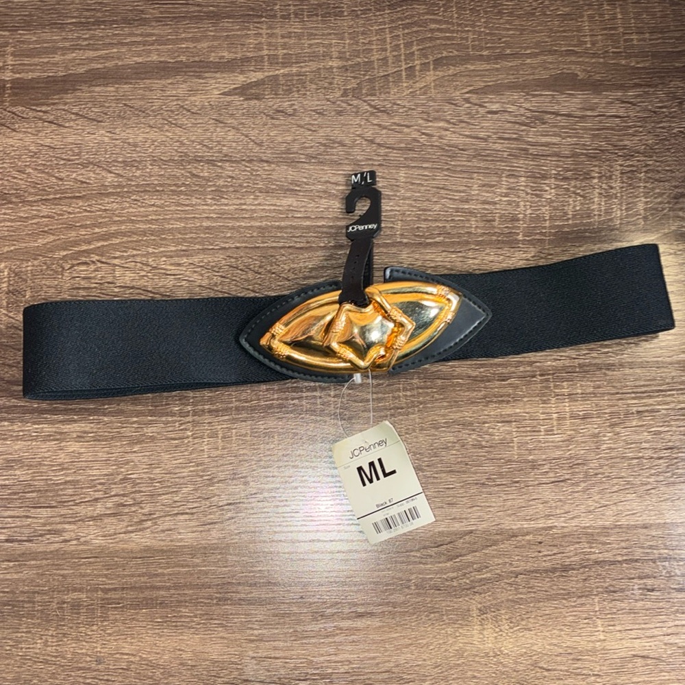 NWT Vintage Wide High Elastic Waist Belt With Metal Hook Buckle M/L
